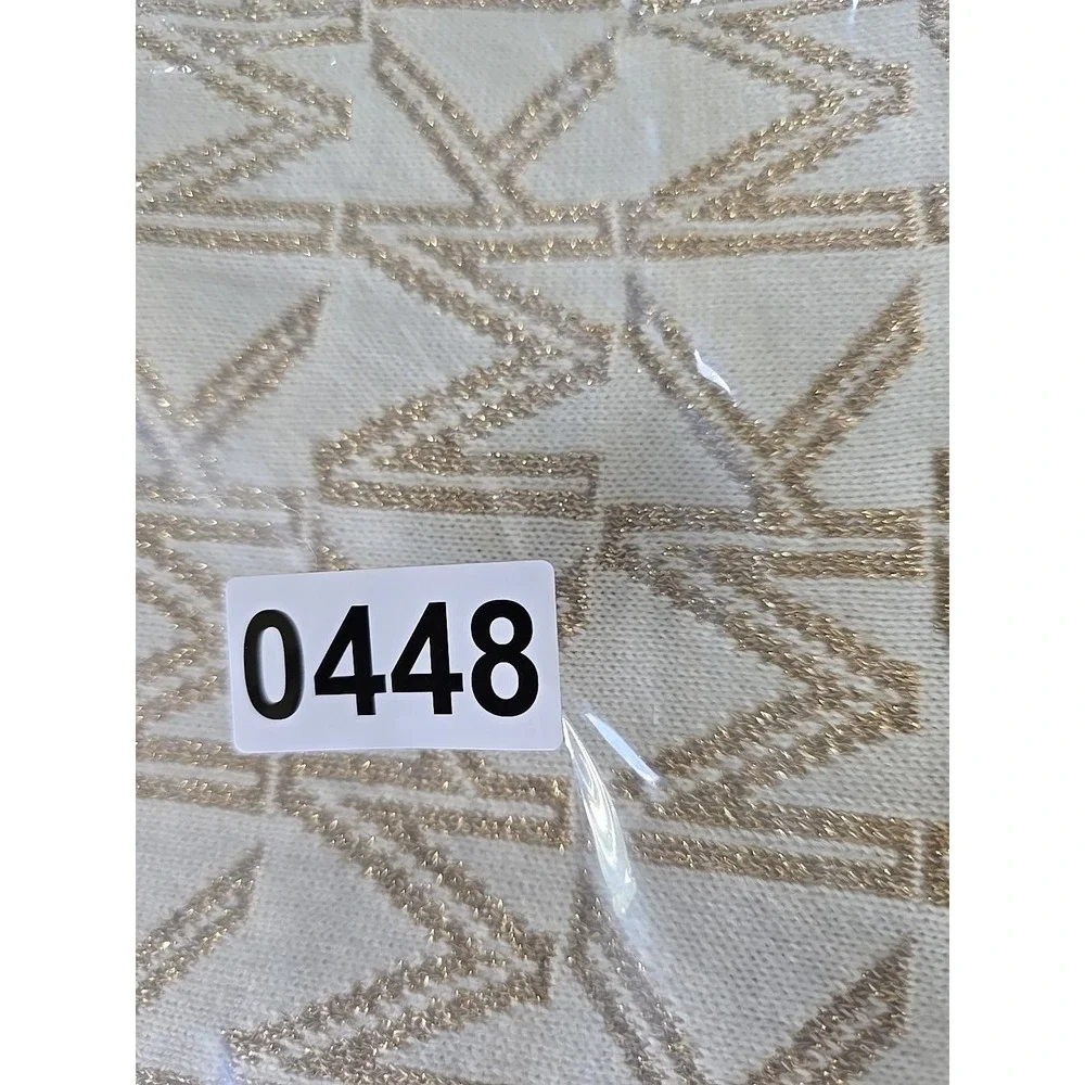 MICHAEL KORS MK Initials Signature Neck Scarf Cream‎ And Gold MSRP $78 63 Inches